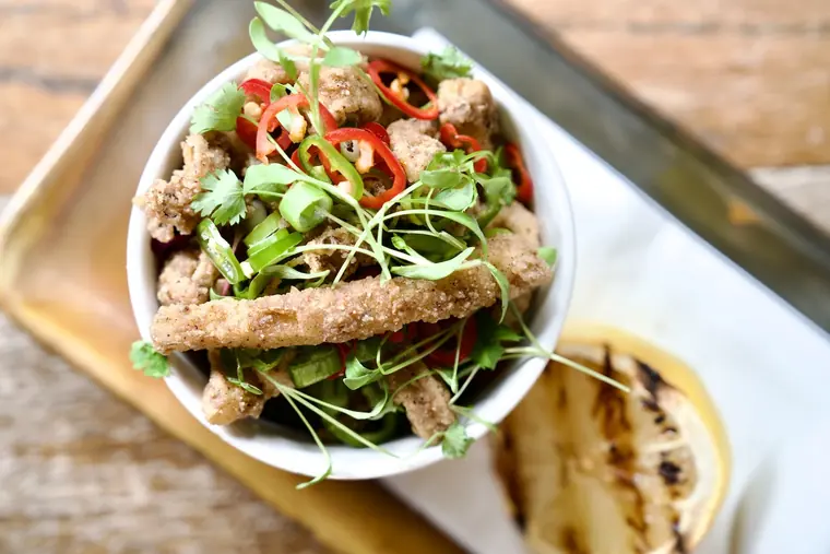 Baby squid and calamari with a lemongrass and ginger vinaigrette