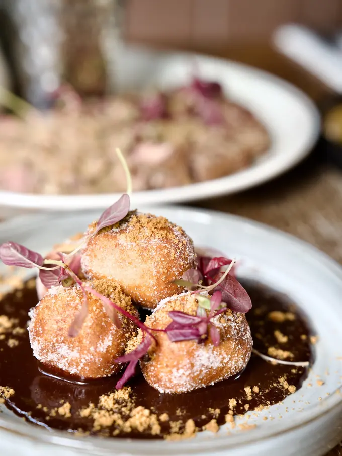 Biscoff mini doughnuts with chocolate sauce
